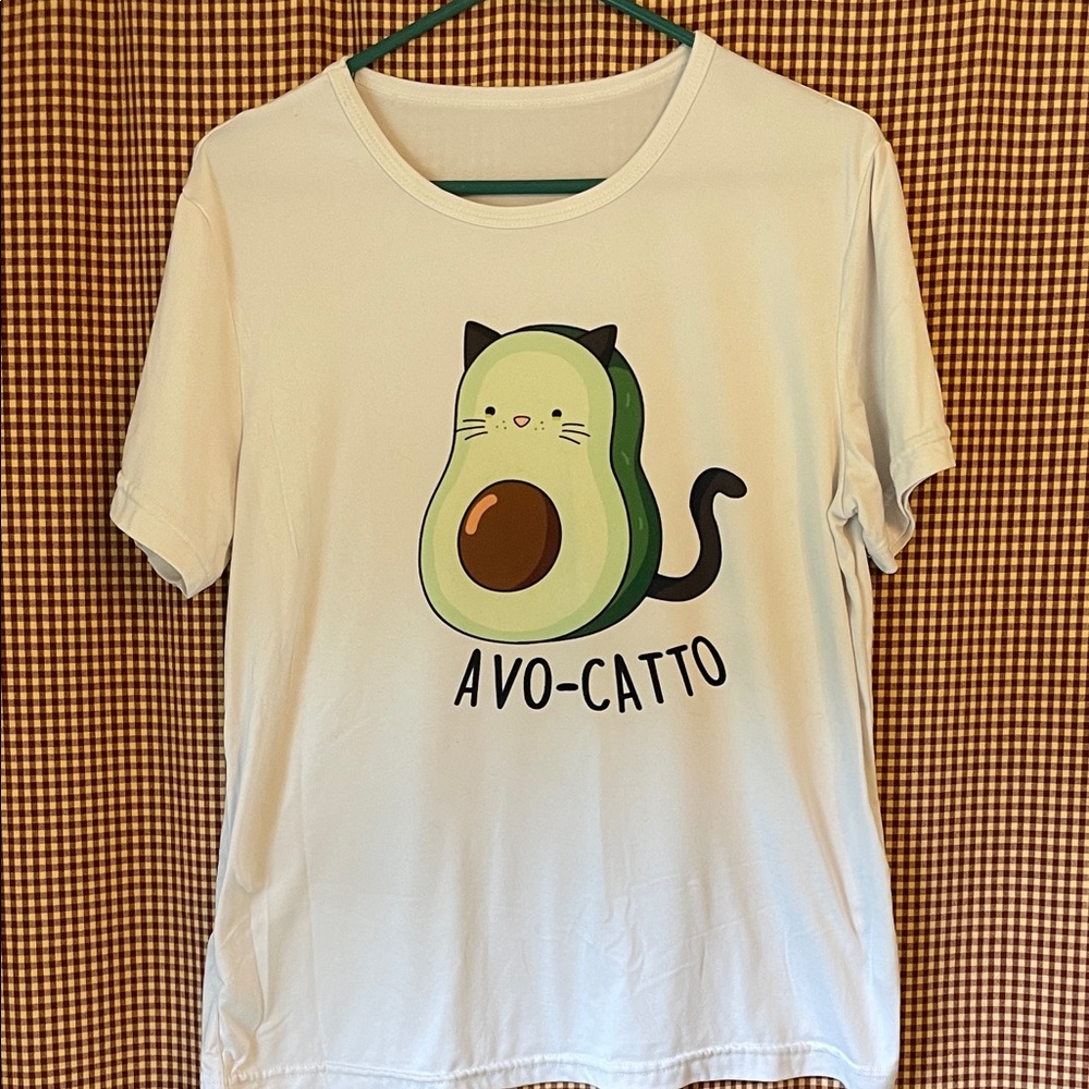 Avo-Catto White T-Shirt for Cat Lovers